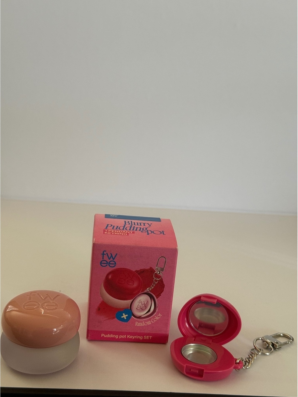 fwee Lip & Cheek Blurry Pudding Pot + Pendant Keyring Set ND04 MY K-Beauty